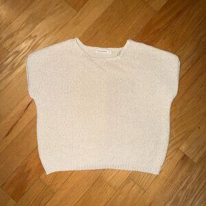 MOON&MADISON Women's Small Cream Knitted Cap Casual Sleeve Top